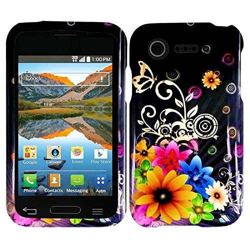 HR Wireless Design Cover for LG Optimus Zone 2 L34C Fuel - Retail Packaging - Chromatic Flower