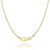 Jewlpire 18K Gold Plated 925 Sterling Silver Chain Necklace for Women, 1.35mm Rope Chain Necklace for Women Men Super Shiny & Durable Women's Chains Necklaces 16 18 20 22 24 26 Inch