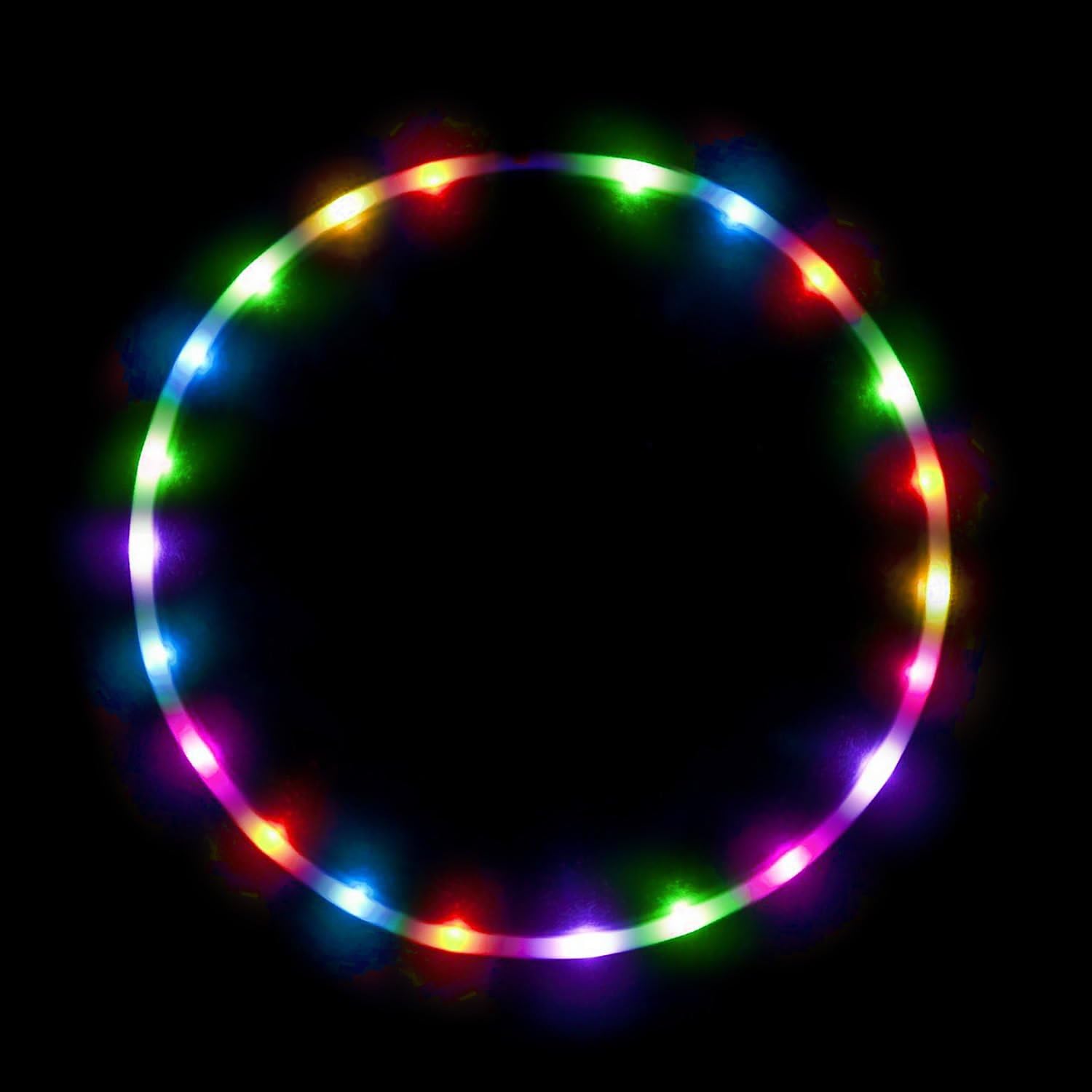 LED Hula Hoop Fully Rechargeable and Collapsable - 28 Color Strobing and Changing LED Lights - Multiple Light Up Hoola Hoops