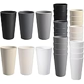 24 Pcs Unbreakable Plastic Cups Set, 20 oz Reusable Plastic Cups, Stackable Water Tumblers, Drinking Cup for Kitchen, Outdoor, BPA-free, Dishwasher Refrigerator and Microwave Safe (20 oz, 6 Colors)