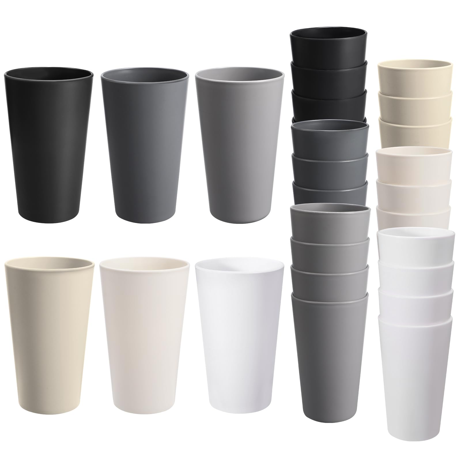Photo 1 of 24 Pcs Unbreakable Plastic Cups Set, 20 oz Reusable Plastic Cups, Stackable Water Tumblers, Drinking Cup for Kitchen, Outdoor, BPA-free, Dishwasher Refrigerator and Microwave Safe (20 oz, 6 Colors)