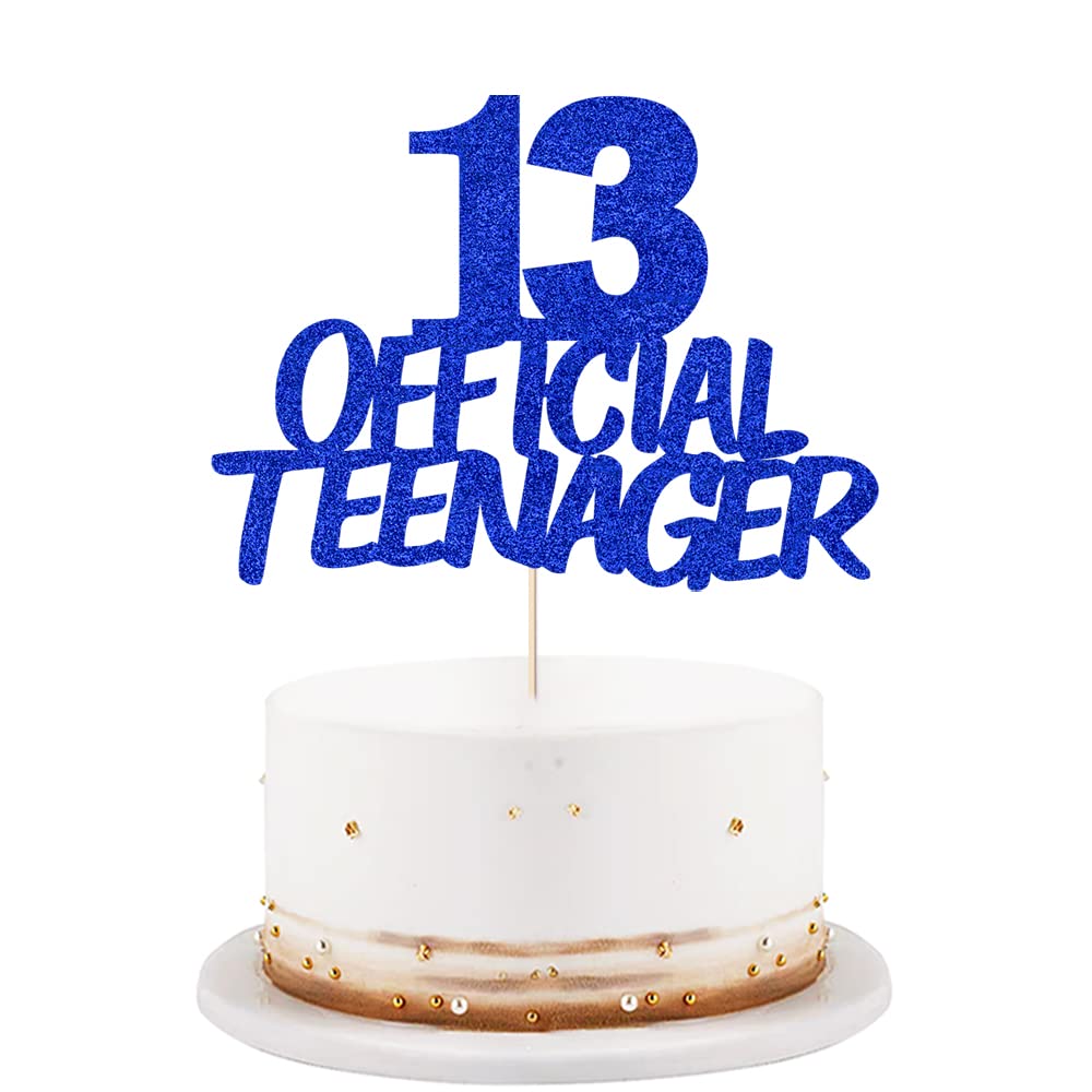 Photo 1 of 13 Official Teenager Cake Topper-13th Birthday Cake Pick Decorations for Teen 13th Birthday Party Supplies (Blue flash)