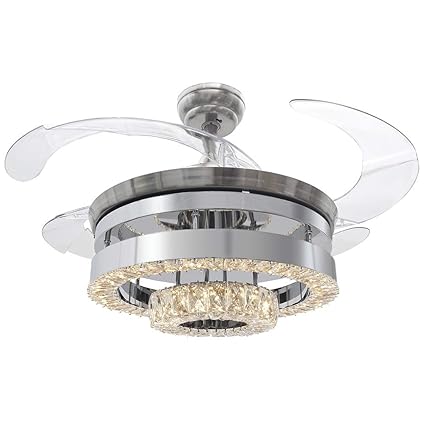 Tiptonlight Ceiling Fan Light 42 Inch Modern Retractable Ceiling