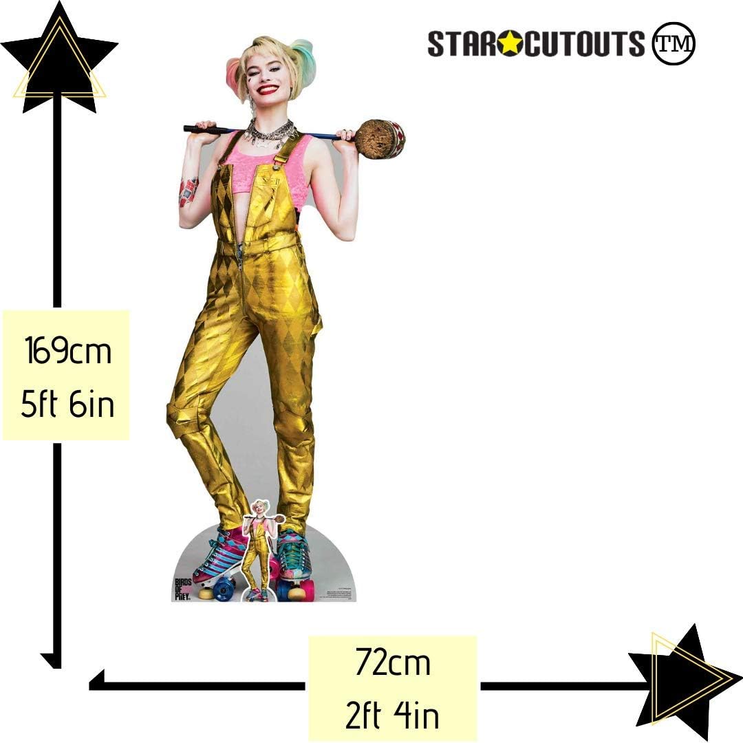 Star Cutouts SC1511 Harley Quinn Gold Jumpsuit Lifesze Cardboard Cutout/Standee/Stand Up Margot Robbie Birds of Prey Height 169cm Width 72cm - Image 3