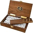 Alex Cramer 'Cabin Club' Classic Domino Set with Black Walnut Case - Premium Quality 28 Indestructible Double Six Dominoes (Double 6 Dominos Set)