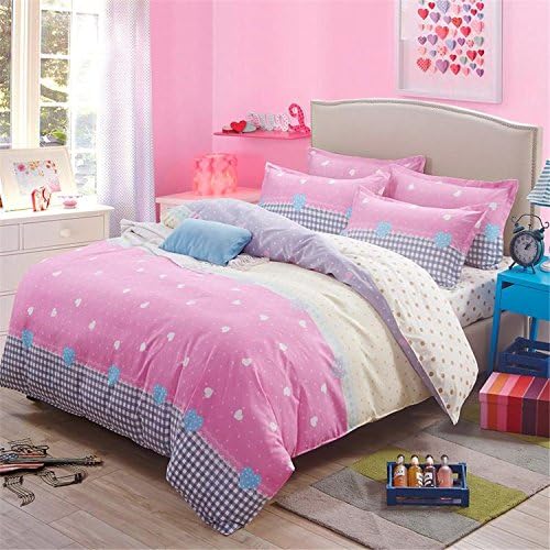 yeeKin Hot Selling Kids/Adult Bedclothes Pink & White Duvet Cover 4pcs Home Textiles Decor , Queen/Full Size /4pcs