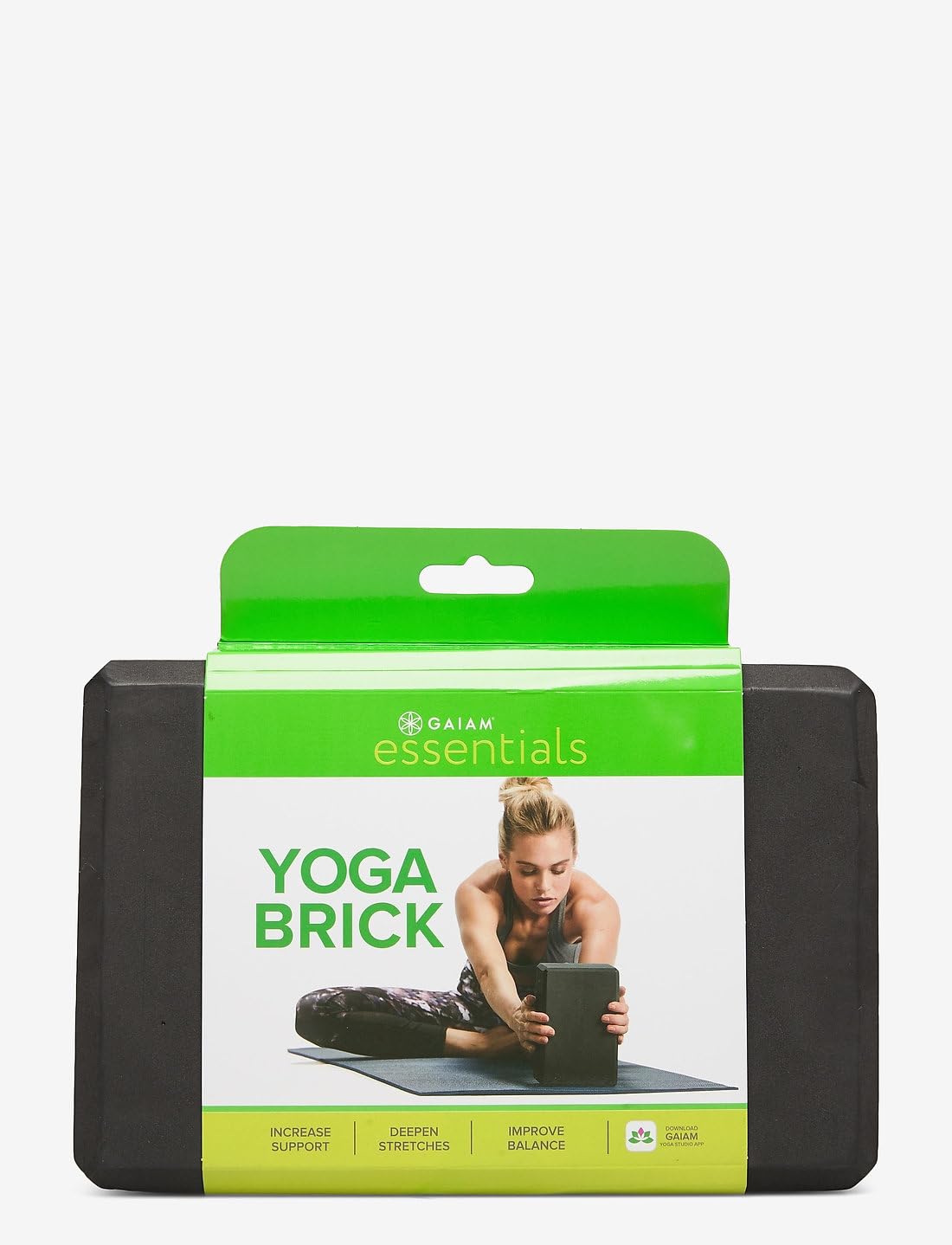 Gaiam Essentials Yoga Brick | Sold as Single Block | EVA Foam Block Accessories for Yoga, Meditation, Pilates, Stretching (Black)
