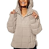 LNKQA Womens's Lightweight Down Coat Long Sleeve Button Quilted Pullover Puffer Jacket Packable Hooded Winter Coat