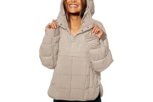 LNKQA Womens's Lightweight Down Coat Long Sleeve Button Quilted Pullover Puffer Jacket Packable Hooded Winter Coat