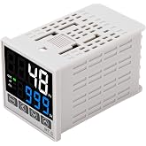 PID Temperature Controller Kit, High Voltage 100ACV to 240ACV Digital Display Universal Thermostat with SSR Solid State Relay, Support K, J, E, N Thermocouple (48 X 48mm)