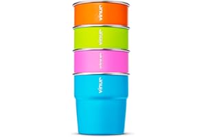 VINUR Kids Stainless Steel Cups 8 oz Stainless Steel Tumbler Stackable Metal Drinking Glasses for Travel, Camping, Outdoors (
