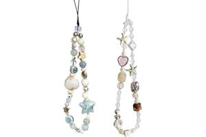 CASECOND 2 Pcs Phone Charm Strap Hand Universal for iPhone Wrist Strap Camera Lanyard Pearl Beaded Cute Chain String Accessories Universal for iPhone 17 Pro Max Samsung Women Girls Phones Bag Keychain