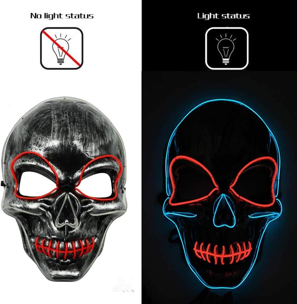 LEHOUR Halloween Led Mask, Adjustable Glowing Modes Led Lighting Mask