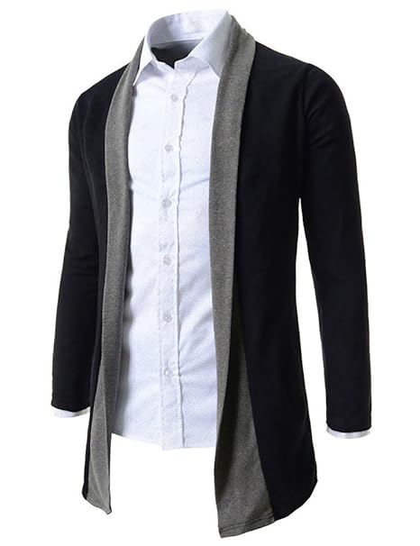 Amazon ロング カーディガン メンズ 長袖 秋冬 バイカラー ツートン