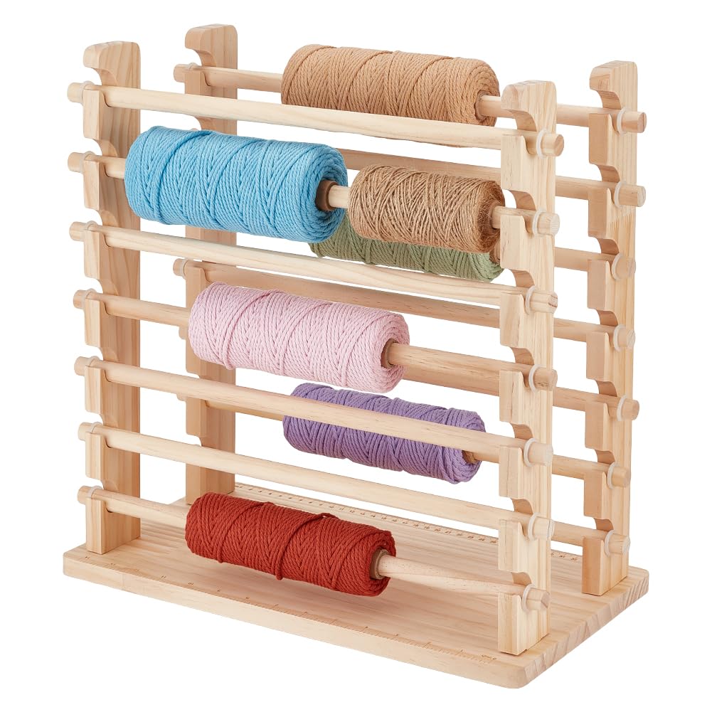 Photo 1 of BENECREAT Two-Row Ribbon Holder Organizer Rack, Wooden Ribbon Spool Holder Ribbon Organizer for Craft Room, Florist Supplies, Wrapping Craft, 15.75x8.66x16.06Inch