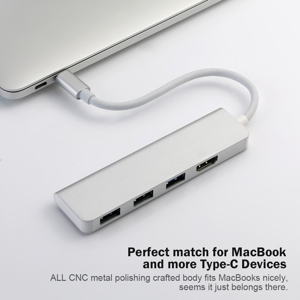 USB C to HDMI Adaptor,ink-topoint USB C Hub HDMI 4k with 3 USB 3.0 Ports,USB Type C Multiport Adapter for 2017 MacBook Pro/2017 iMac/Samsung S8 plus,Plug and Play