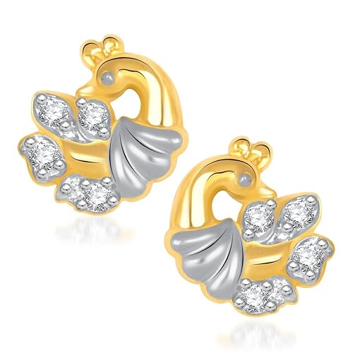 VK Jewels Cubic Zirconia Stud Earrings for Women (Golden) (vker1182g)