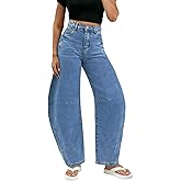 BlueMoment Barrel Jeans for Women High Waist Pants Trendy Baggy Wide Leg Y2k Vintage Denim Pants Boyfriend Jeans
