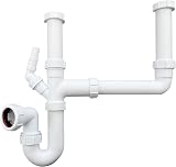 PlumbEZ Double Bowl Sink Waste Kit 75mm Water Seal 1.1/2 inch BS EN 247-1 view 1