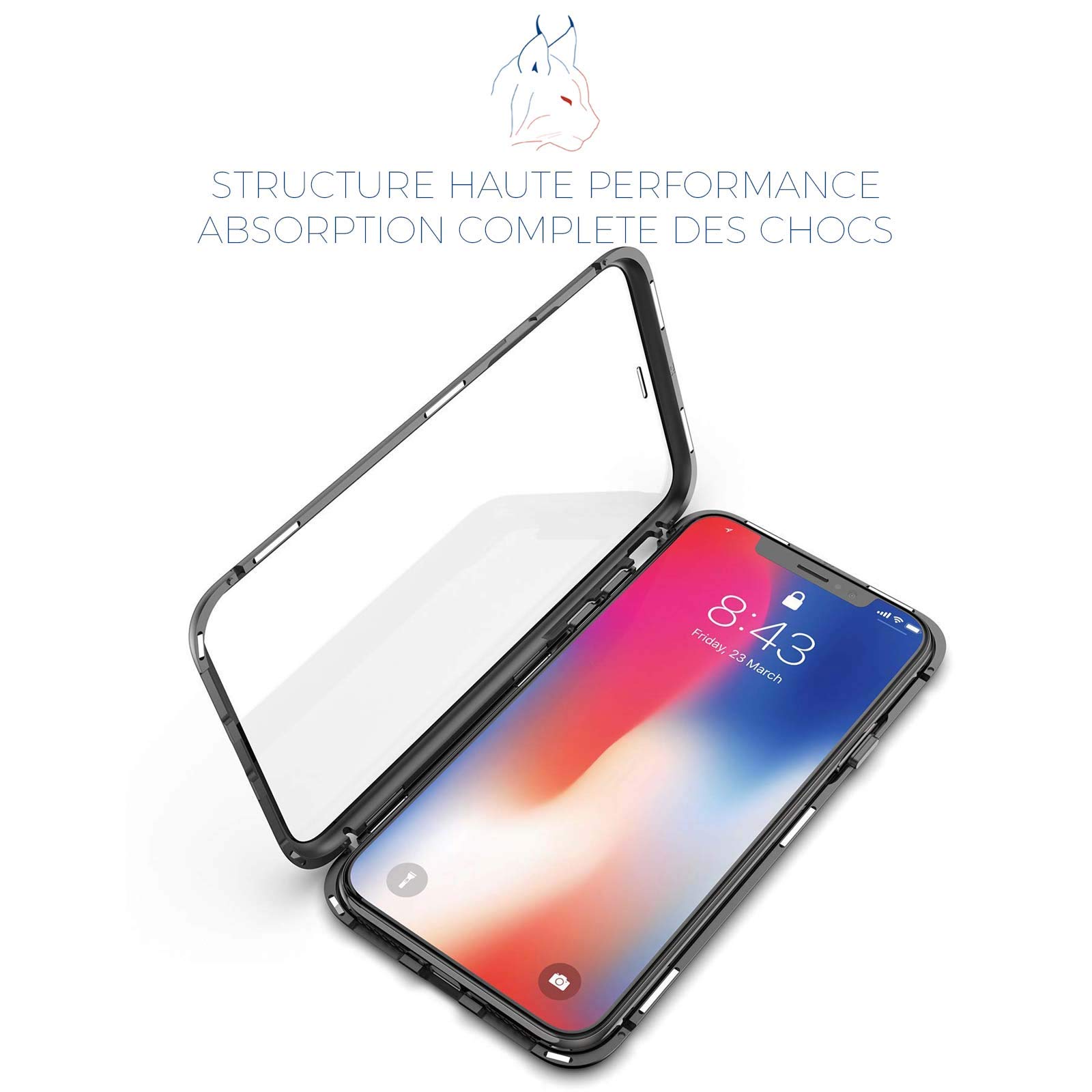 LINCIVIUS  Coque Integrale Compatible avec Apple iPhone XR, Coque de Protection 2 en 1 Aluminium et Verre Trempe Avant Et Arrière Contour Bumper Rigide pour Apple iPhone XR, Noir