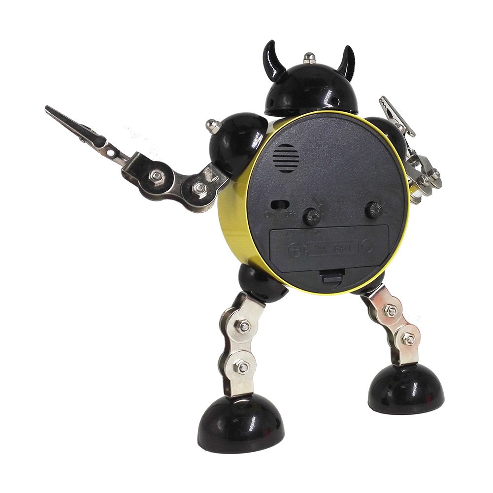 Gigibon Alarm Clock Robot, Kids Gift Cute&Fun, Battery-operated,to Move/Twist Legs & Arms for Many Poses, Gift to Children (1, Yellow)