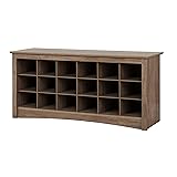 Prepac Entryway Shoe Cubbie Bench, Drifted Gray