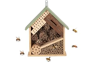 GOOSE CREEK Wooden Multi Habitat Insect House Outdoor Garden Decorative Wooden Insect Hotels for Bee, Butterfly and Beetle Tree of Life Light Green Bee House