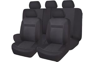 Flying Banner Car Seat Covers Full Set Universal fit Most Car,Truck,SUV and Van Comfortable Airbag Compatible Jacquard & Polyester (Full Set - Low Back, Black Black)