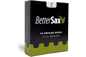 BetterSax Alto Saxophone Jazz Cut Reeds – 2 Strength (10-Pack), Organic French Cane, Easy Response & Rich Tone, Ideal for Beginners & Jazz Musicians, Eco-Friendly, Plastic-Free Packaging