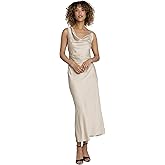 Maggy London Women's Sleeveless Cowl Neck Formal Dress-Ankle Length Column Silhouette with Crisscross Back Straps, Champagne