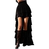 Floerns Women's Western Tiered Layered Ruffle Maxi Skirts High Low A Line Flowy Going Out Skirts