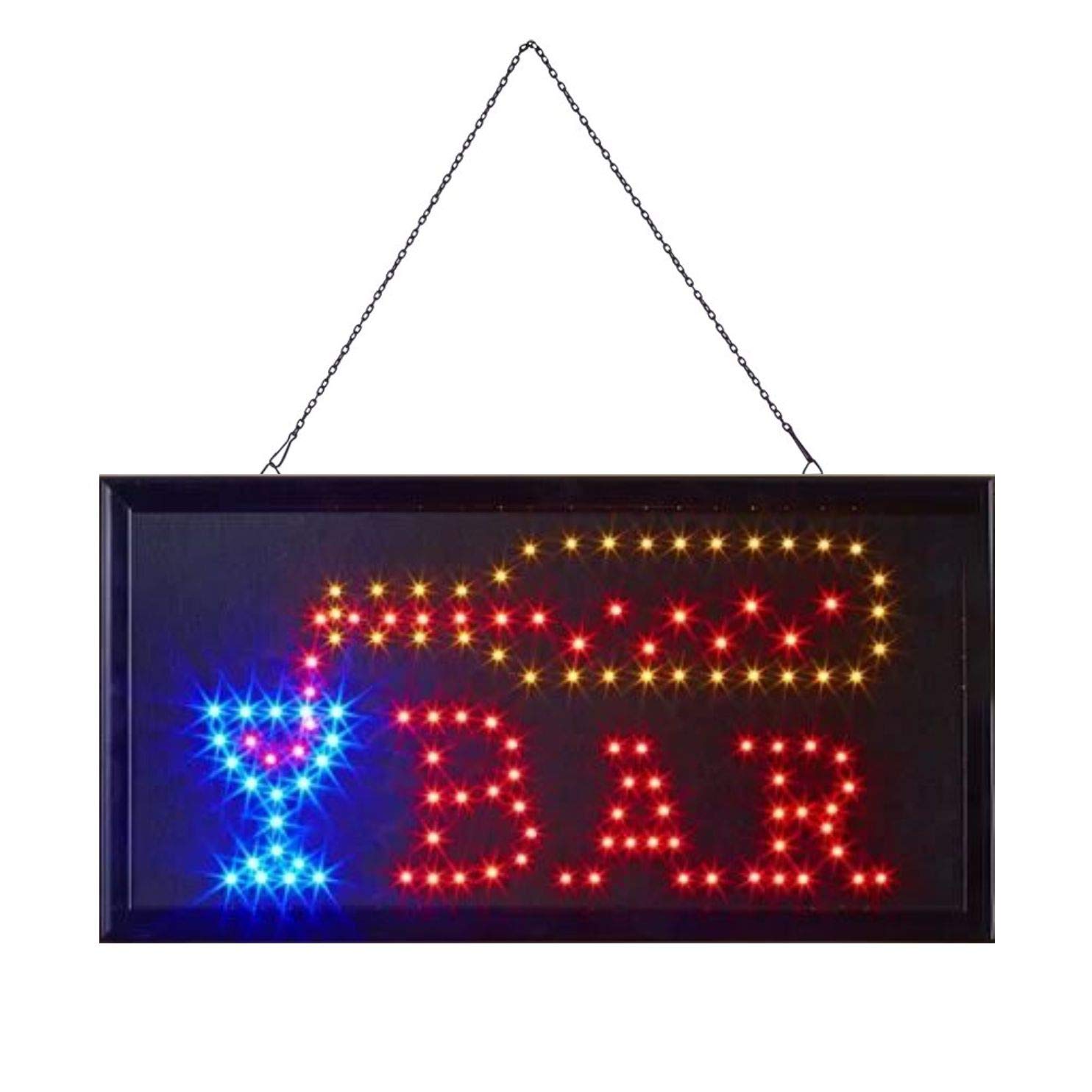 = BAR LED Sign = Bright Professional Powerful Animated Flashing Display Hanging Chain Included Signs 48cm X 25cm X 2cm