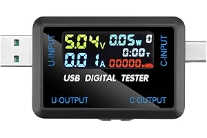 FORIOT USB and Type-C Tester - Multi-Functional Digital Tester for DC 4.5-36V, 0-8A Current and Voltage Meter, Supports Multiple Fast Charging Protocols