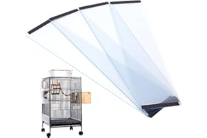 Bird Cage Seed Catcher Guard 4Pcs Anti-Scatter Mess-Free Bird Seed Catcher Transparent PVC Cage for Parrot, Parakeet, Macaw, 
