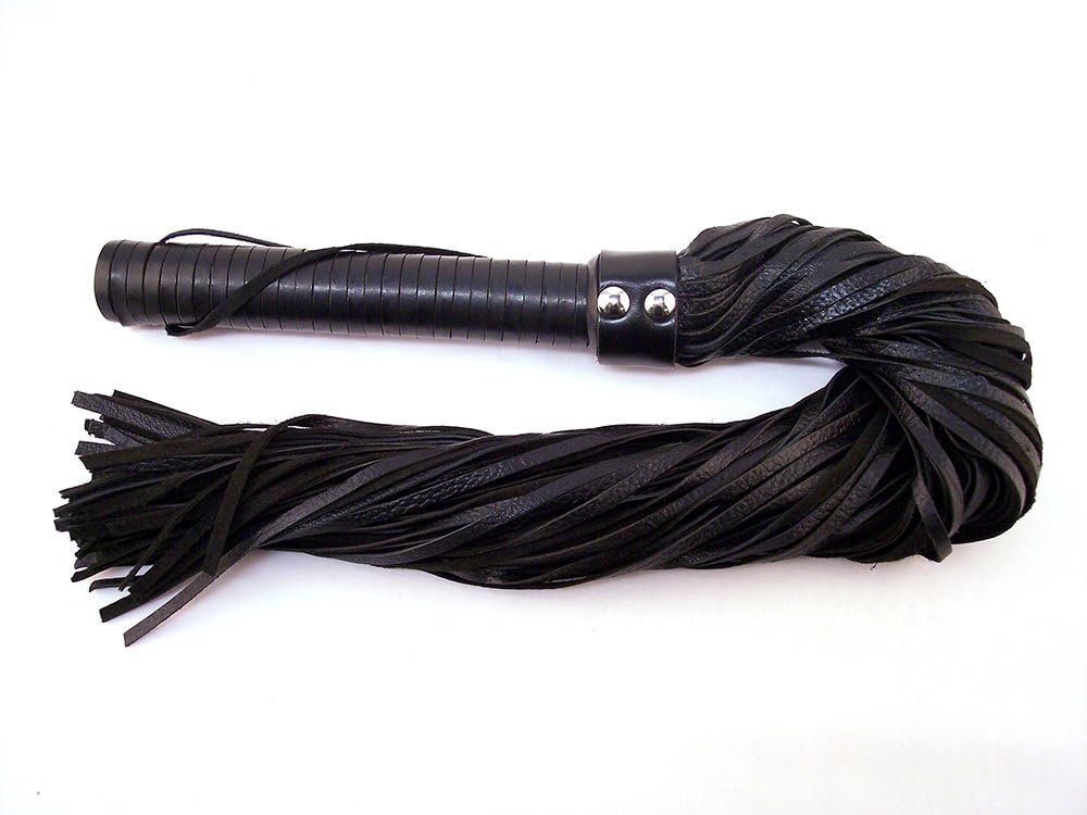 Rouge Garments One Size Black Leather Handle Leather Floggers, 43