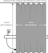 Furlinic Shower Curtain 94x78 Extra Long Waterproof Weighted Bottom view 6