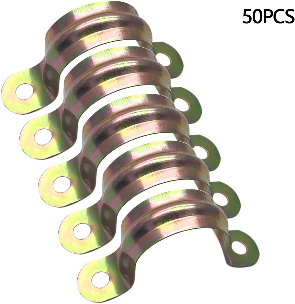 ZLYY 1inch Pipe Strap Clamp, 2 Holes, Galvanized, UTube Strap Clamp, U