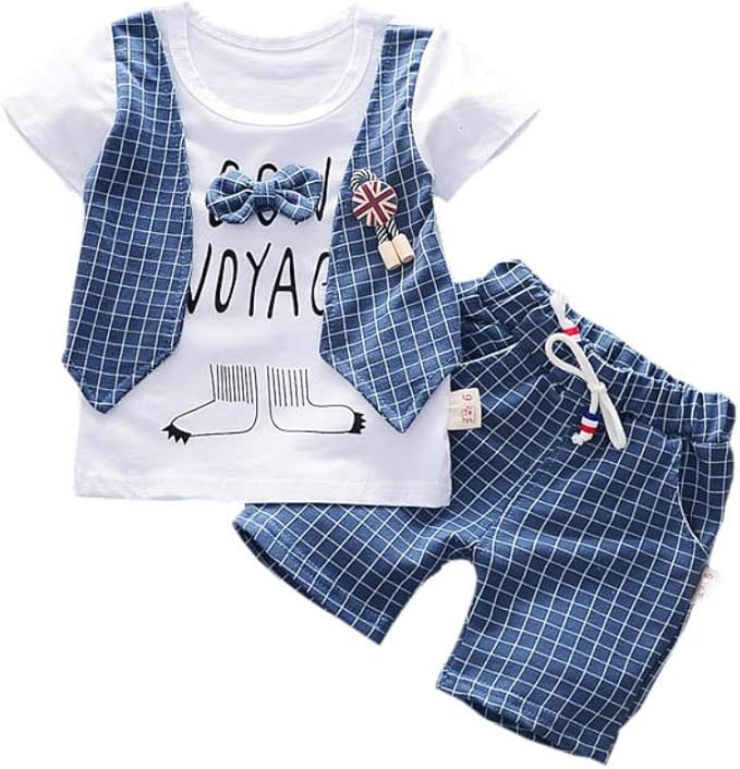 2PCS//Set Summer Outfits Clothes Toddler Baby Kids Boys Tops T-shirt+Shorts Pants