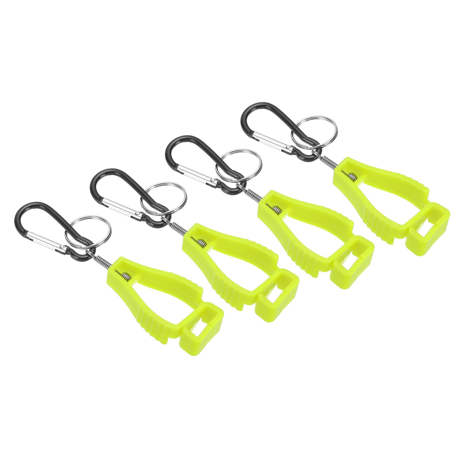 PATIKIL Glove Clips, 4 Pack Gloves Holder Clip Glove Belt Keeper with Spring Key Ring Work Glove Grabber Helmet Hanger for Worker, Yellow