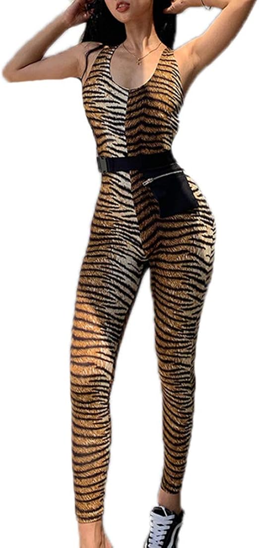 Mono de Rayas de Tigre Mujeres Slim Sport Yoga sin Mangas Fitness ...