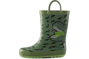 mysoft Kids Rain Boots for Girls Boys Toddler Waterproof Rubber Cute Printed with Easy-On Handles