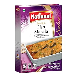 National Foods Fish Masala Recipe Mix 1.41 oz (40g) | Traditional Curry Spice Powder | Essential South Asian Dish | Stir Fry Seasoning Food | Box Pack