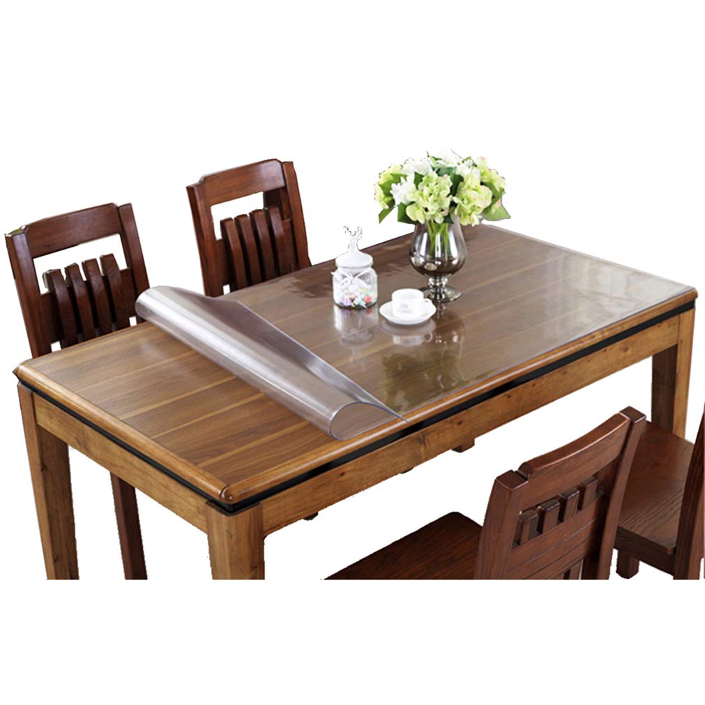 Ever Fairy Plastic Transparent Kitchen Dining Dinner Table Cover Tablecloth Protector Chair Mat with lip for Hard Floors Eco-Friendly Series Chair Floor Protector (Thickness:2 mm) (80x130cm) — image 1