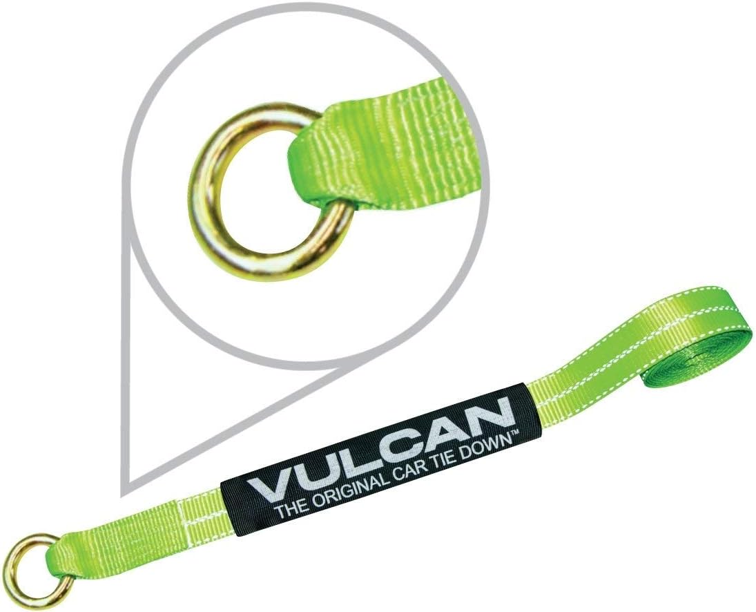 VULCAN Wheel Dolly Tire Harness with Universal O-Ring - Lasso Style - 2 Inch x 96 Inch - High-Viz - 3,300 Pound Safe Working Load