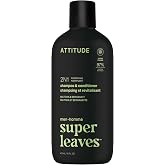 ATTITUDE Men's Shampoo &amp; Conditioner 2-in-1, Fortifying, 14 Fl Oz | Caffeine &amp; Green Tea for Stronger-Feeling Hair, EWG Verified, Rich Lather, 97% Naturally Derived, Matcha &amp; Bergamot