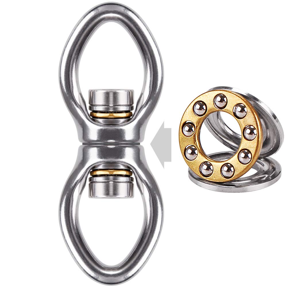 Dolibest Swing Swivel with Bearing, Swing Spinner 360 Rotating Hammock Chair Eye Hook Stainless Steel Yoga Rope/Aerial Hoop/Punching Bag Hanging Kit, Oval Shape Closed Loop