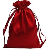 Gbateri 35 PCS 6x9 Inches Satin Gift Bag Drawstring Pouch Bags - Jewelry Fabric Drawstring Pouches - Baby Shower Bags - Christmas Gift Bags - Party Favor Bags for Wedding Favors Bridal Shower Birthday Candy(Red)