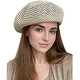 AICHUAN Women Summer French Beret Slouchy Crochet Beret Hats Artist Painters Woven Beach Beanie Hat