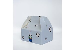 Benu Soccer Party Favor Boxes – Loot Bag Boxes with Handle, Paper Treat & Goodie Boxes – Soccer Theme for Kids Birthday Party