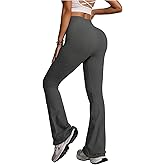 OYOANGLE Women's Flare Bootcut Leggings Crossover High Waist Tummy Control Butt Lifting Workout Gym Casual Yoga Pants
